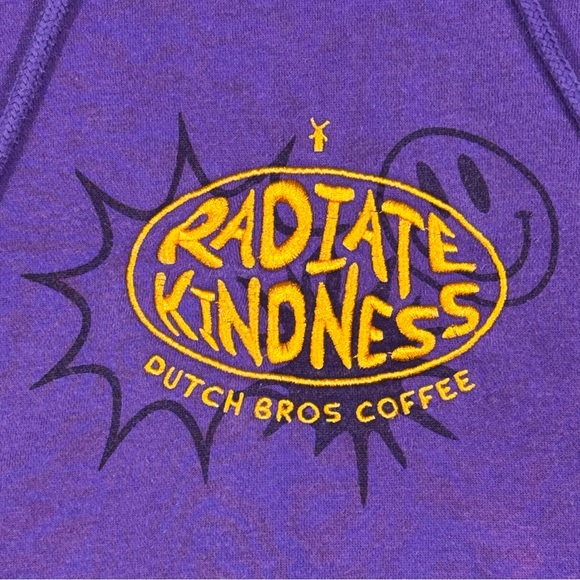 Dutch Bros Coffee Radiate Kindness Purple Hoodie Small Pullover Sweatshirt Comfy - Picture 4 of 15